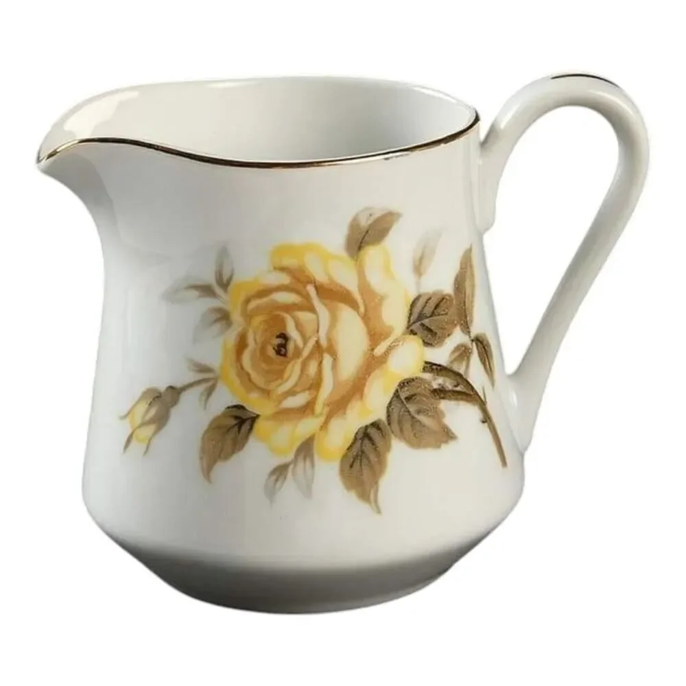 Talisman by Norleans Yellow Rose Plate, Cup, Saucer & Creamer Dish W/Gold Trim